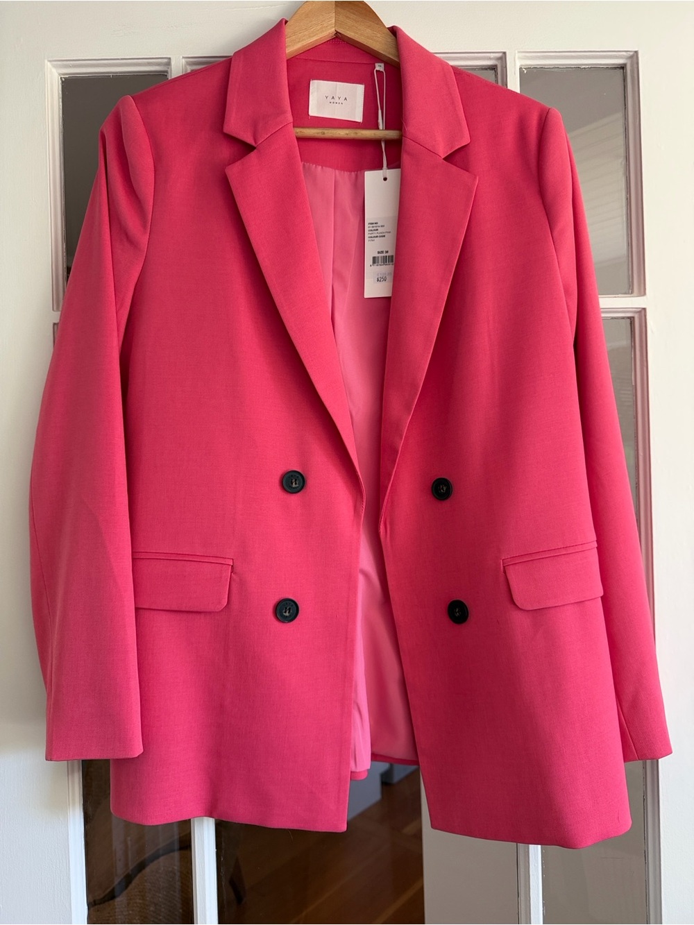 Fuchsia Double-Breasted Blazer